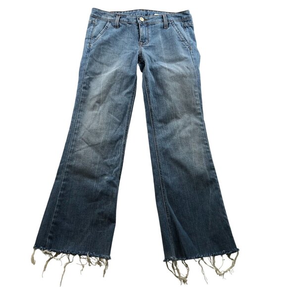 J. Crew Womens Jeans Size 4 City Fit Flare Frayed Hem Blue Denim Casual Y2K - Picture 1 of 16